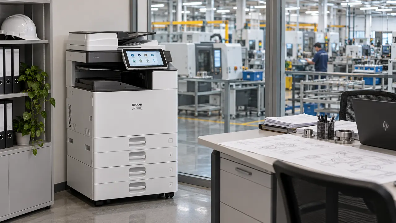 Kserokopiarka Ricoh w biurze firmy produkcyjnej